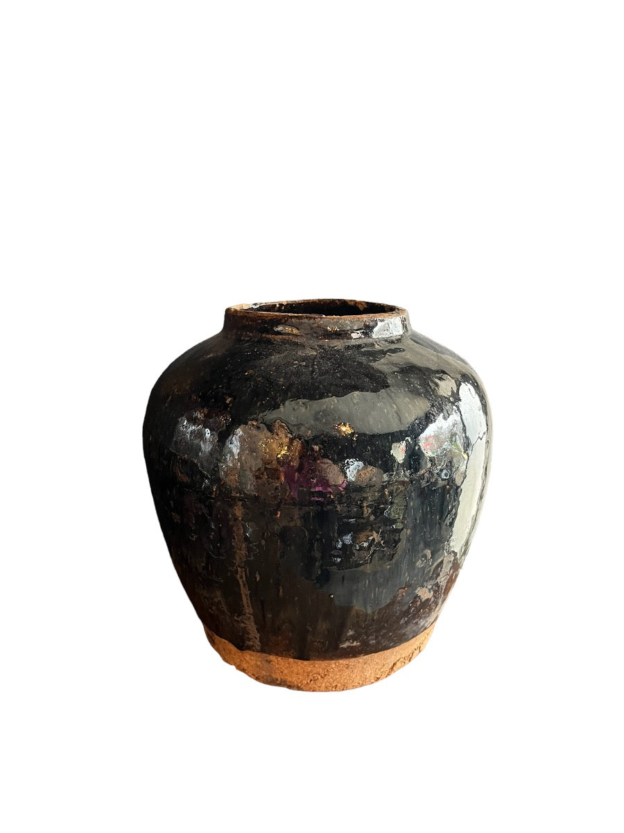 Leon Glazed Pot (Blue/Black)