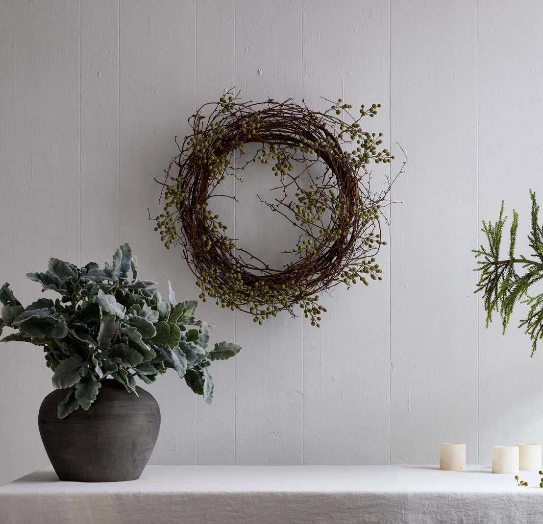 Ecofaux Green Ilex Berry Wreath