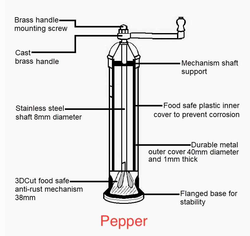 Brass Pepper & Salt Mill